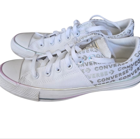 Converse Iridescent Women's White Sneakers Size 9 - Picture 2 of 8